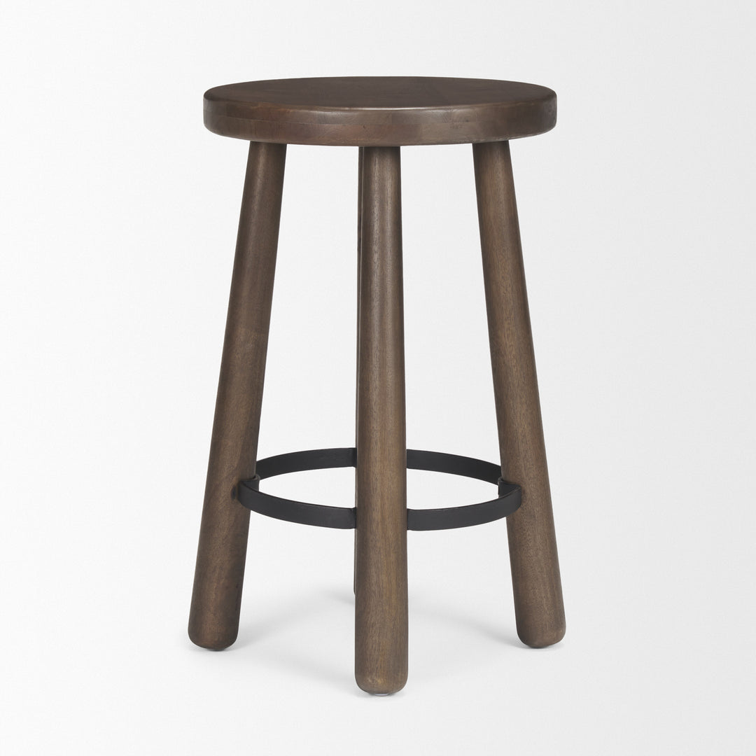 Weldon Dark Brown Wood w/ Matte Black Metal Counter Stool Dining Room Mercana