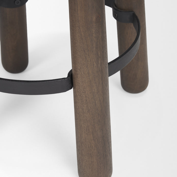 Weldon Dark Brown Wood w/ Matte Black Metal Counter Stool Dining Room Mercana