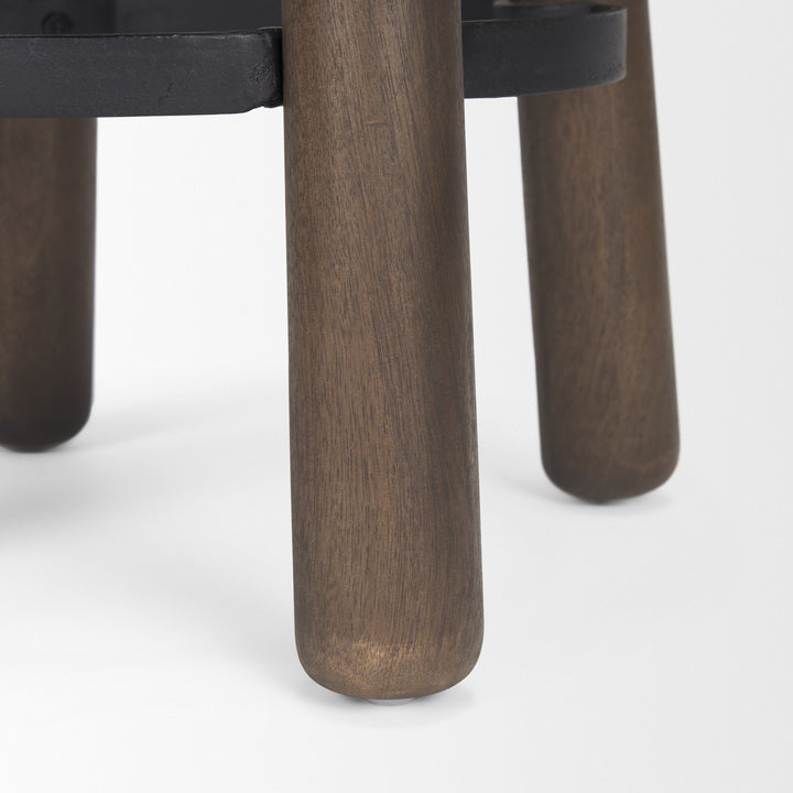 Weldon Dark Brown Wood w/ Matte Black Metal Counter Stool Dining Room Mercana