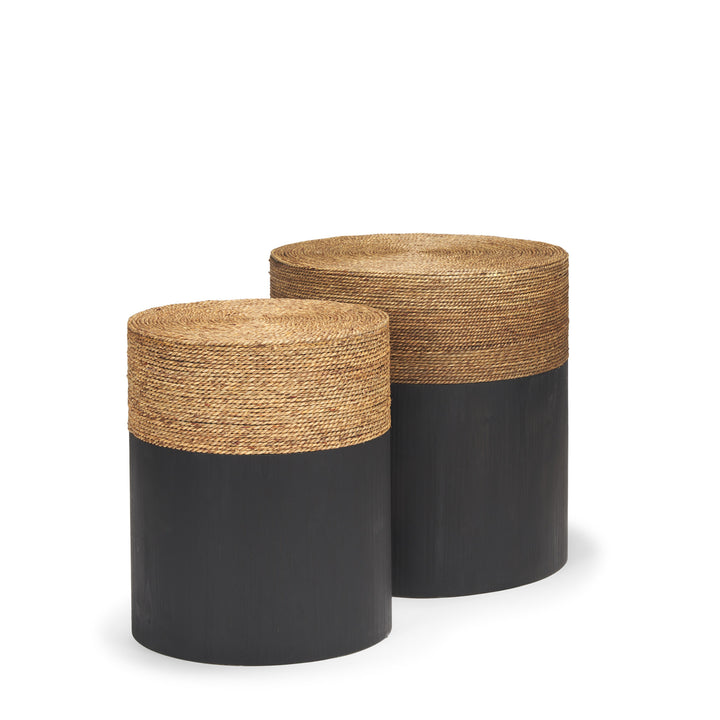 Wenopa Matte Black Wood w/ Natural Jute Accent Tables Dining Room Mercana
