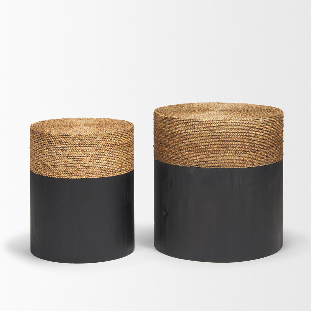 Wenopa Matte Black Wood w/ Natural Jute Accent Tables Dining Room Mercana