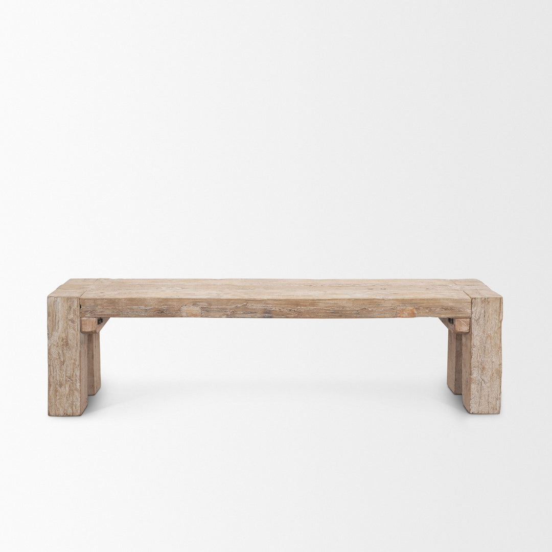McArthur Whitewash Reclaimed Wood Bench Living Room Mercana
