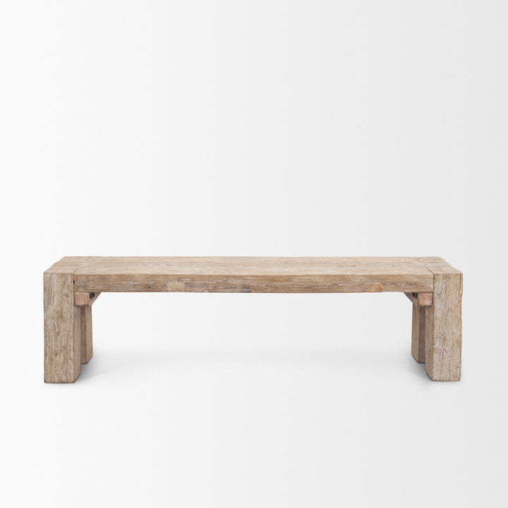 McArthur Whitewash Reclaimed Wood Bench Living Room Mercana