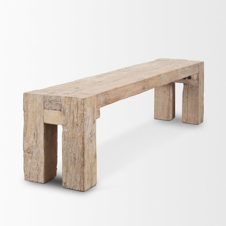 McArthur Whitewash Reclaimed Wood Bench Living Room Mercana