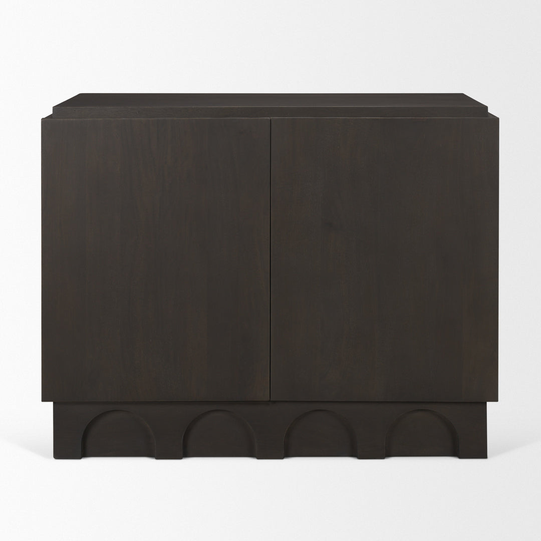 Wagner Dark Brown Wood w/ Arched Design Accent Cabinet Decor Mercana