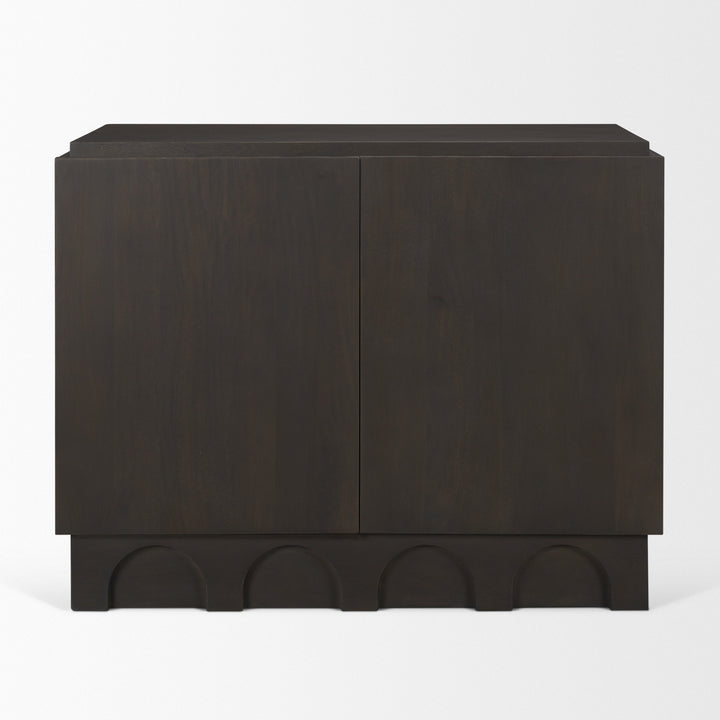 Wagner Dark Brown Wood w/ Arched Design Accent Cabinet Decor Mercana