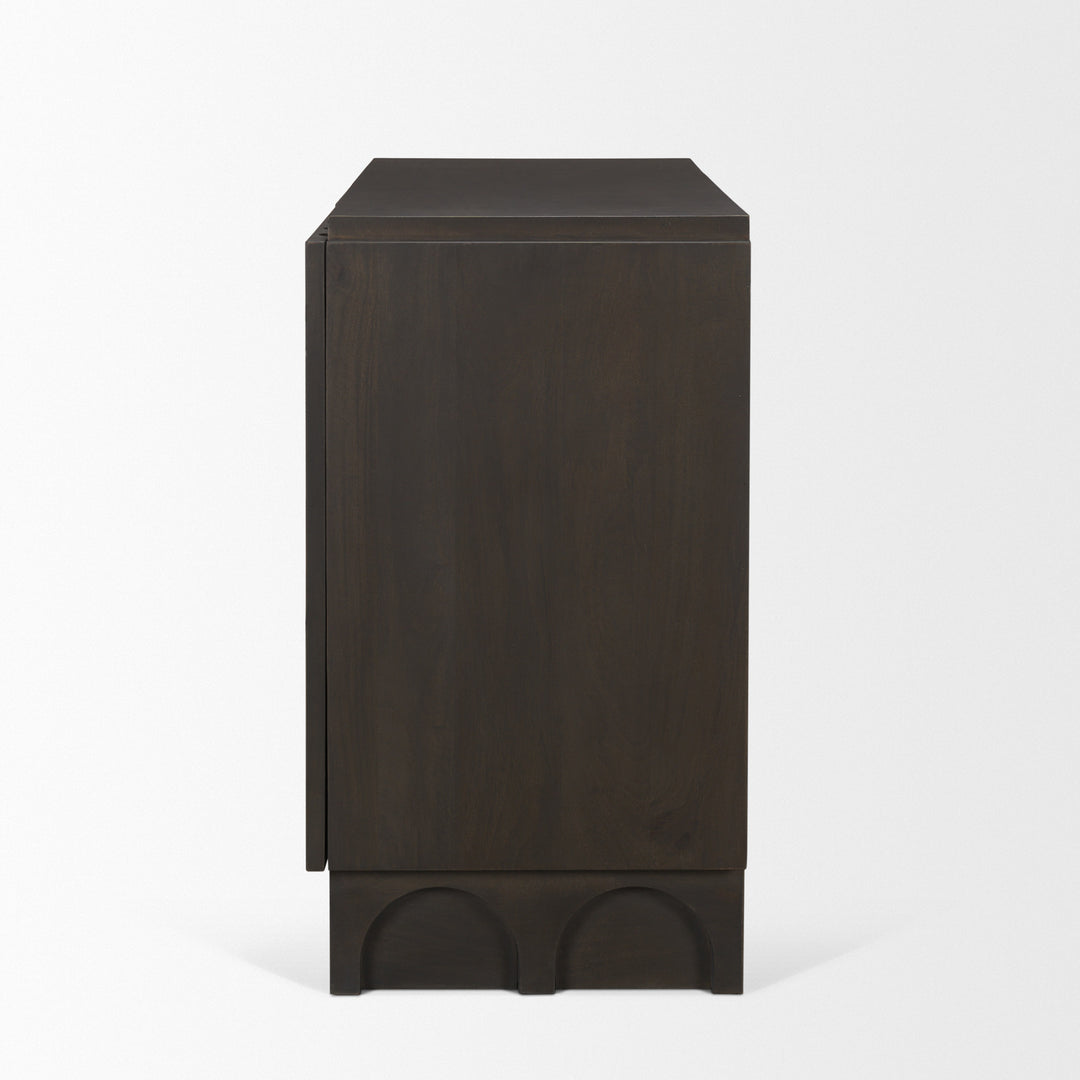 Wagner Dark Brown Wood w/ Arched Design Accent Cabinet Decor Mercana
