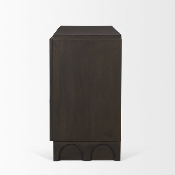 Wagner Dark Brown Wood w/ Arched Design Accent Cabinet Decor Mercana