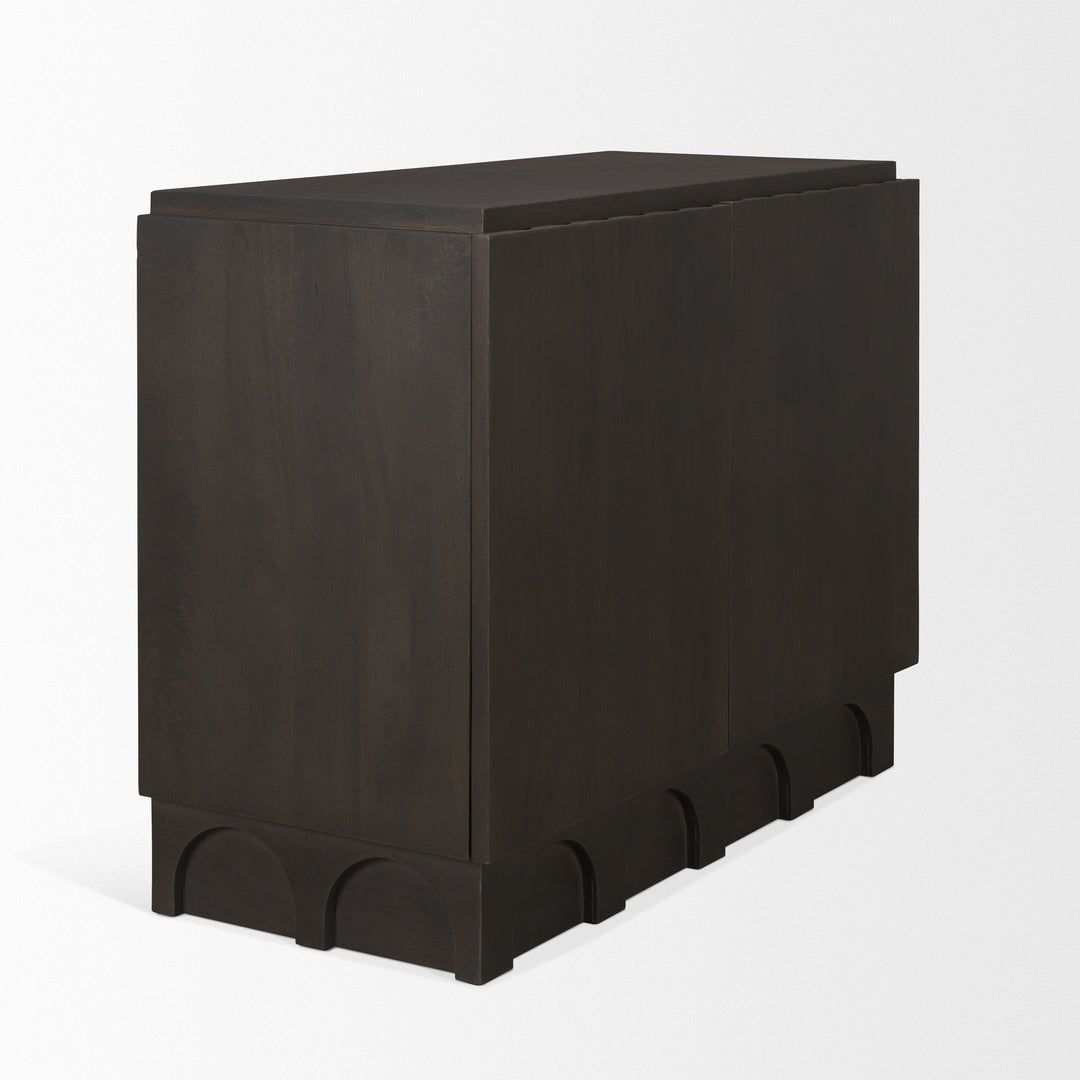Wagner Dark Brown Wood w/ Arched Design Accent Cabinet Decor Mercana