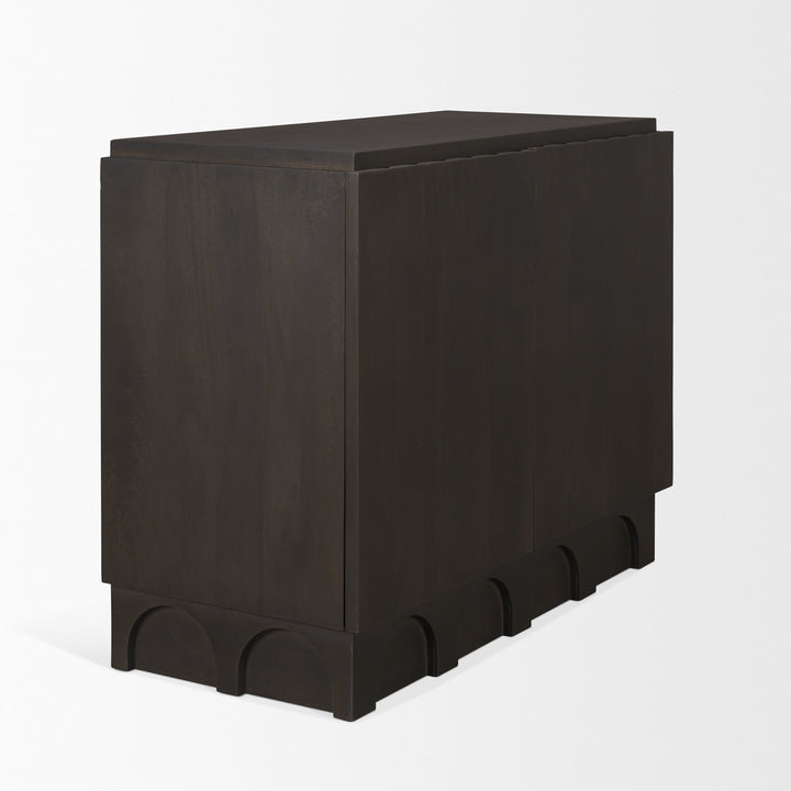 Wagner Dark Brown Wood w/ Arched Design Accent Cabinet Decor Mercana