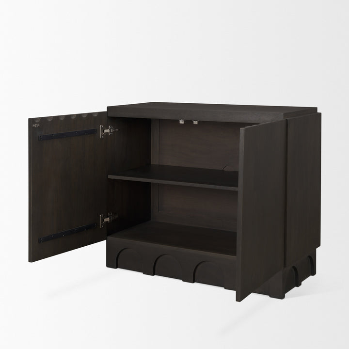 Wagner Dark Brown Wood w/ Arched Design Accent Cabinet Decor Mercana