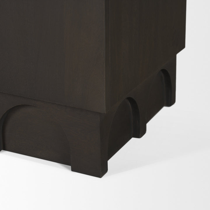 Wagner Dark Brown Wood w/ Arched Design Accent Cabinet Decor Mercana