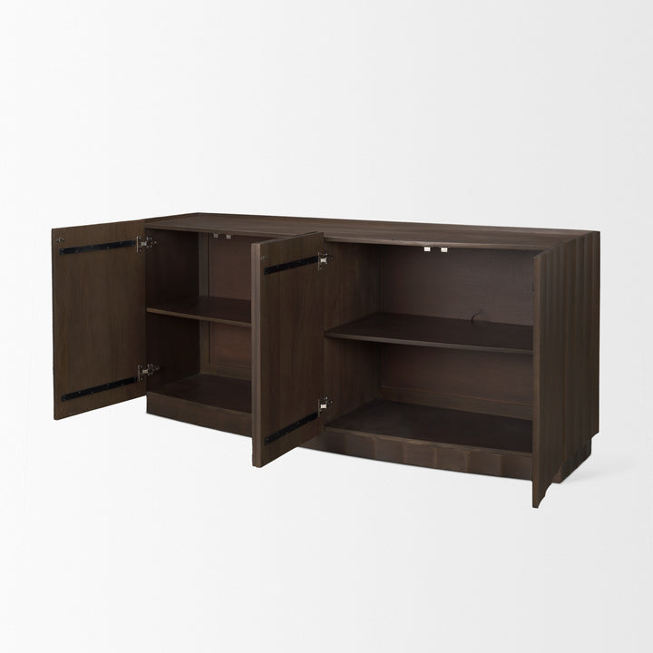 Swanson Dark Brown Wooden Scalloped Sideboard Dining Room Mercana