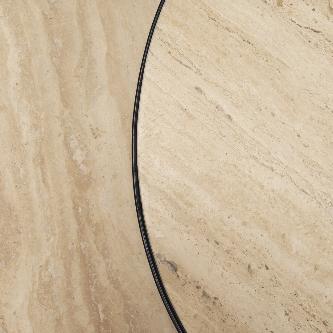 Wade Travertine Marble w/ Matte Black Metal Coffee Tables Living Room Mercana