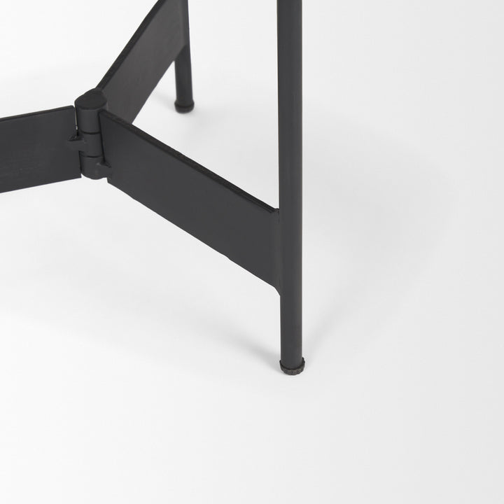 Wade Travertine Marble w/ Matte Black Metal End Tables Living Room Mercana