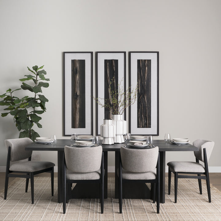 Tarro 84" Rectangular Textured Black Wood w/ Geometrical Base Dining Table Dining Room Mercana