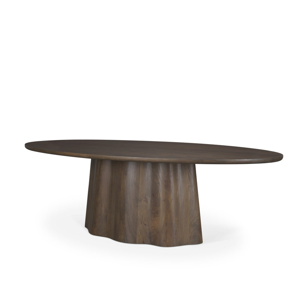Jovani 94" Solid Dark Brown Mango Wood Oval Dining Table Dining Room Mercana