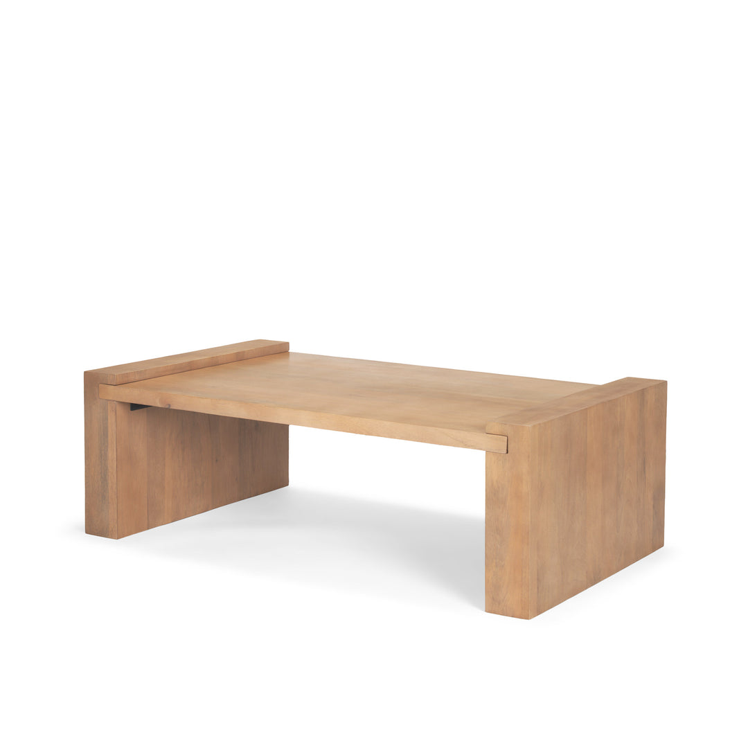 Wesson Light Brown Wood Rectangular Coffee Table Living Room Mercana