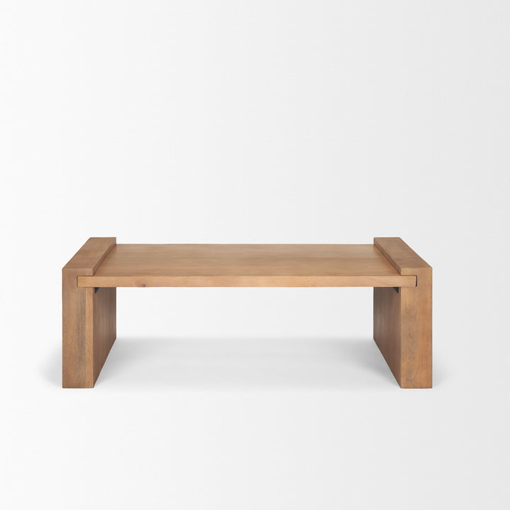 Wesson Light Brown Wood Rectangular Coffee Table Living Room Mercana