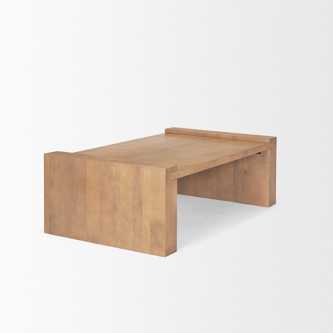 Wesson Light Brown Wood Rectangular Coffee Table Living Room Mercana