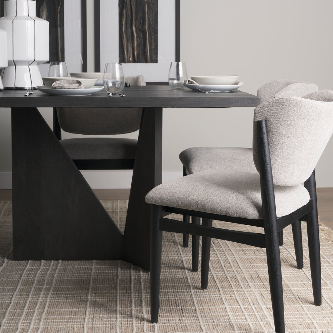 Tarro 84" Rectangular Textured Black Wood w/ Geometrical Base Dining Table Dining Room Mercana