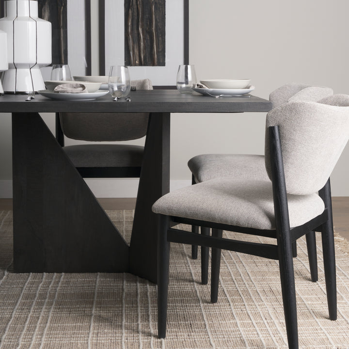 Tarro 84" Rectangular Textured Black Wood w/ Geometrical Base Dining Table Dining Room Mercana