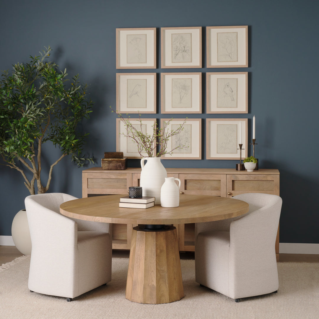 Swanson 60" Light Brown Wood Round Pedestal Dining Table Dining Room Mercana