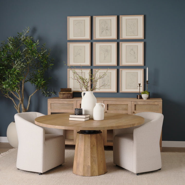Swanson 60" Light Brown Wood Round Pedestal Dining Table Dining Room Mercana