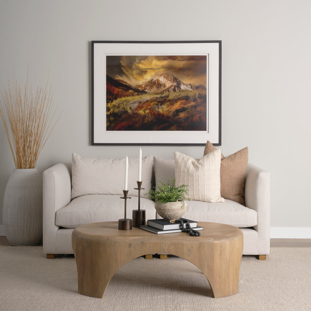 Shima Oval Light Brown Wood w/ Arched Legs Coffee Table Living Room Mercana