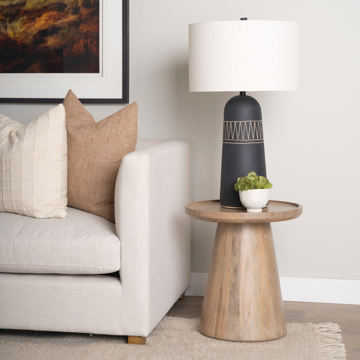 Takoda Light Brown Wood Tapered Drum Accent Table Dining Room Mercana
