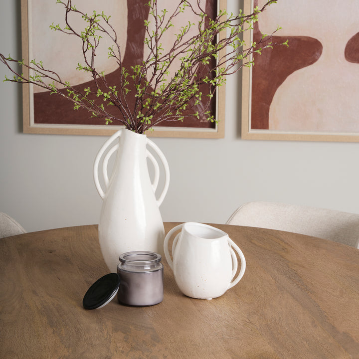 Urvi Short Off White Speckled Asymmetrical Ceramic Vase Decor Mercana
