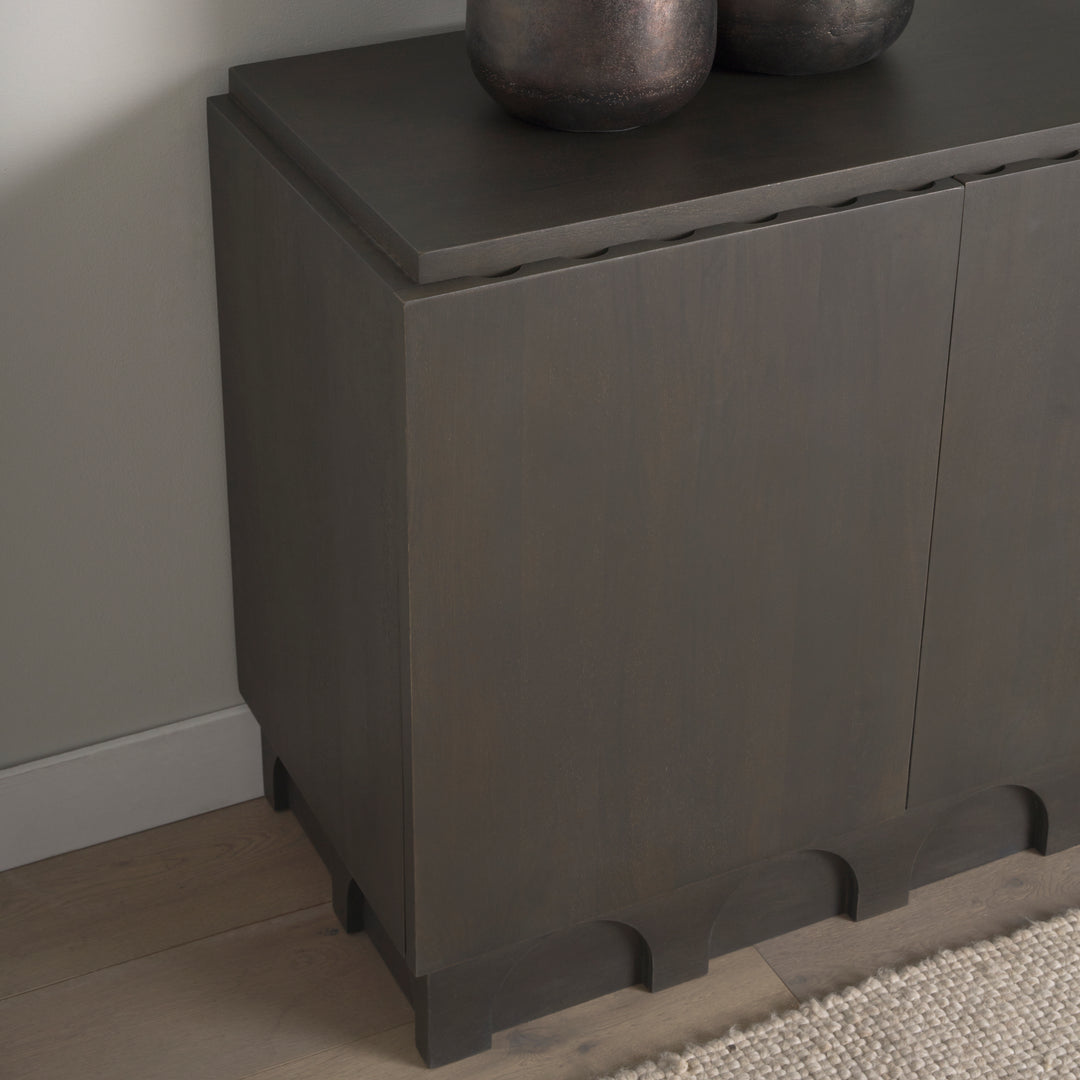 Wagner Dark Brown Wood w/ Arched Design Accent Cabinet Decor Mercana