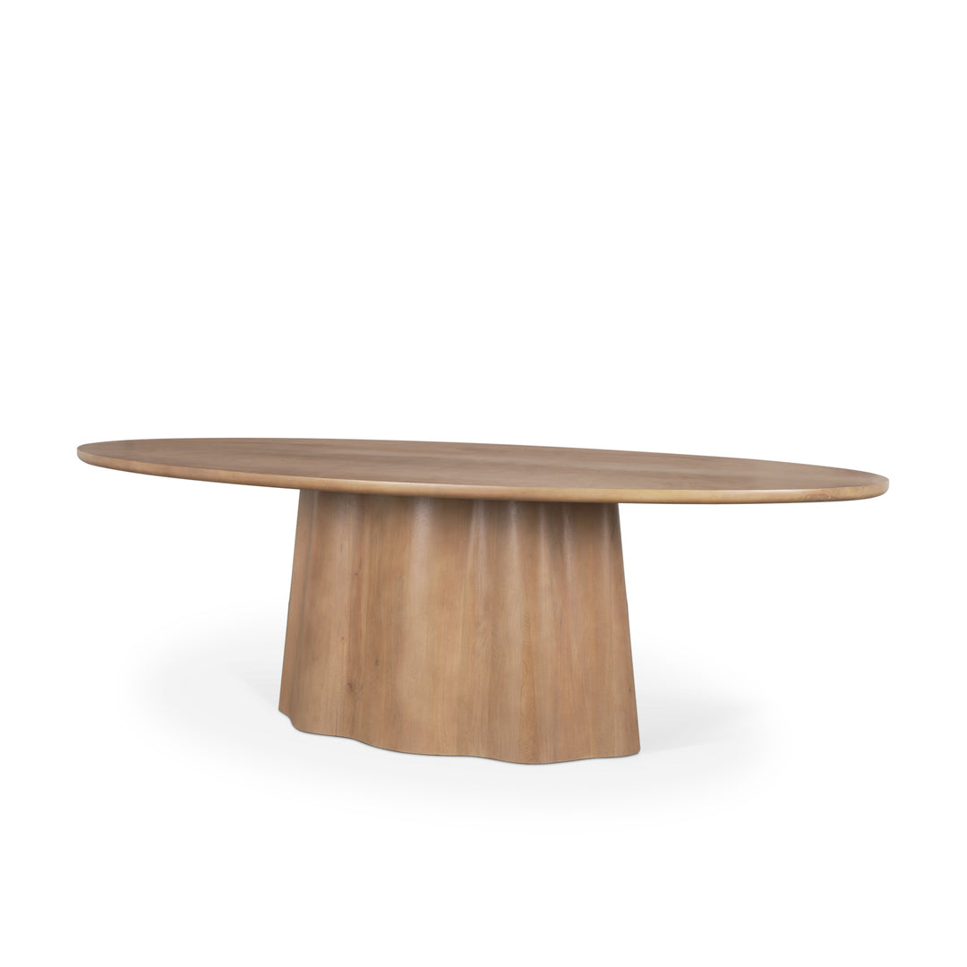 Jovani 94" Solid Light Brown Mango Wood Oval Dining Table Dining Room Mercana