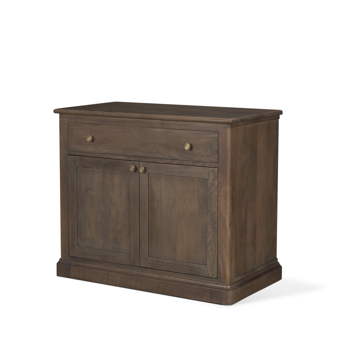 Baron Dark Brown Solid Wood w/ Antique Knobs 2-Door Accent Cabinet Decor Mercana