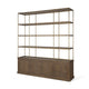 Baron 4-Door Dark Brown Wood w/ Antique Brass Metal Open Shelving Unit Living Room Mercana #4-door #dark brown