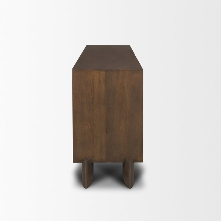 Jonan Dark Brown Wood w/ Dark Aged Brass 2 Door 3 Drawer Sideboard Dining Room Mercana