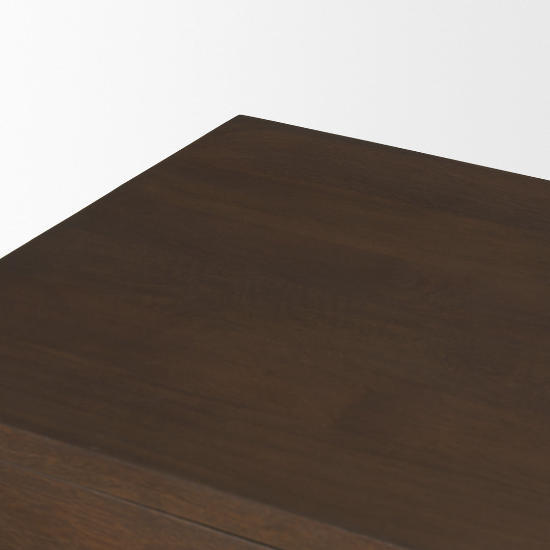 Jonan Dark Brown Wood w/ Dark Aged Brass 2 Door 3 Drawer Sideboard Dining Room Mercana