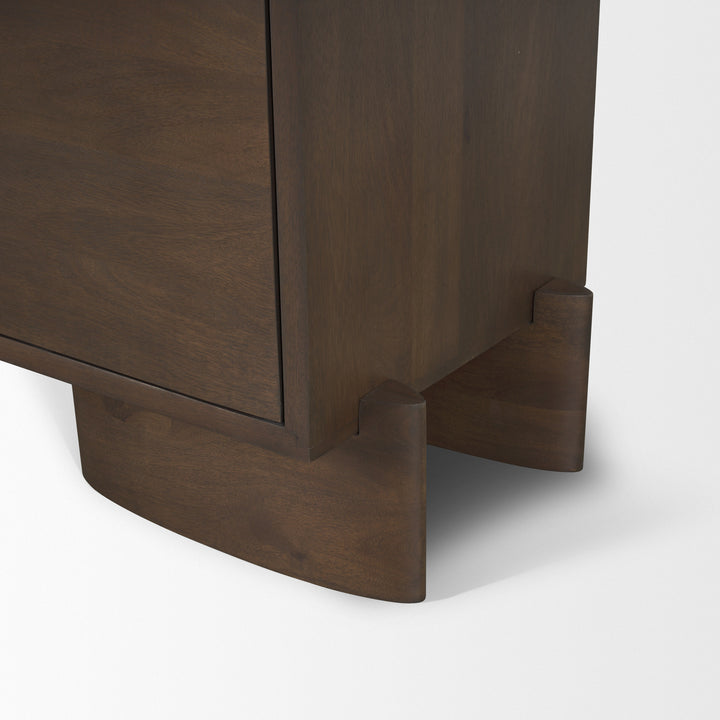 Jonan Dark Brown Wood w/ Dark Aged Brass 2 Door 3 Drawer Sideboard Dining Room Mercana