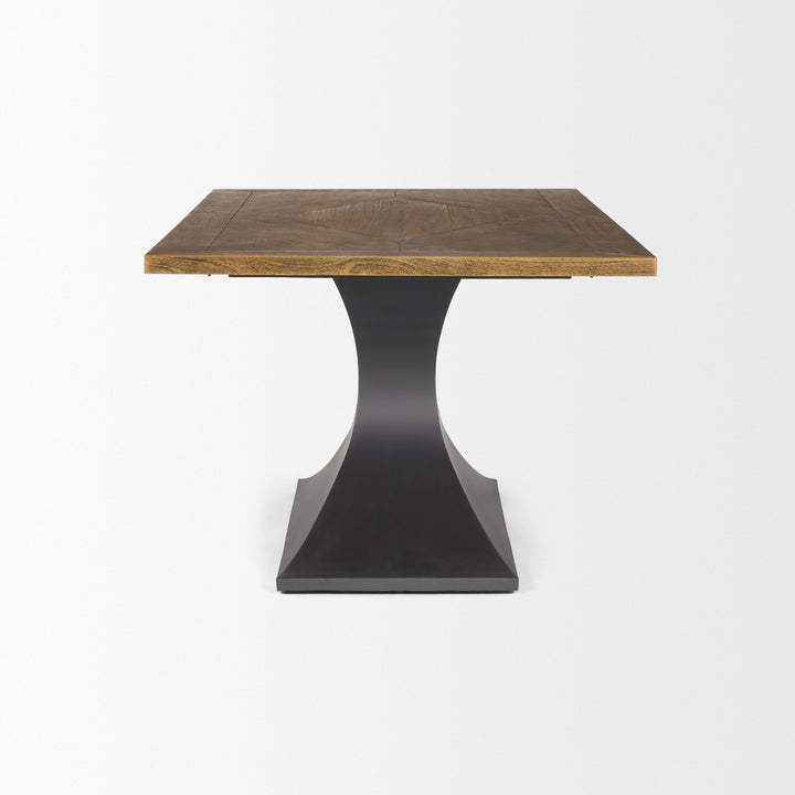Maxton II 79x39 Rectangular Brown Solid Wood Top Dark Gunmetal Base Dining Table Dining Room Mercana