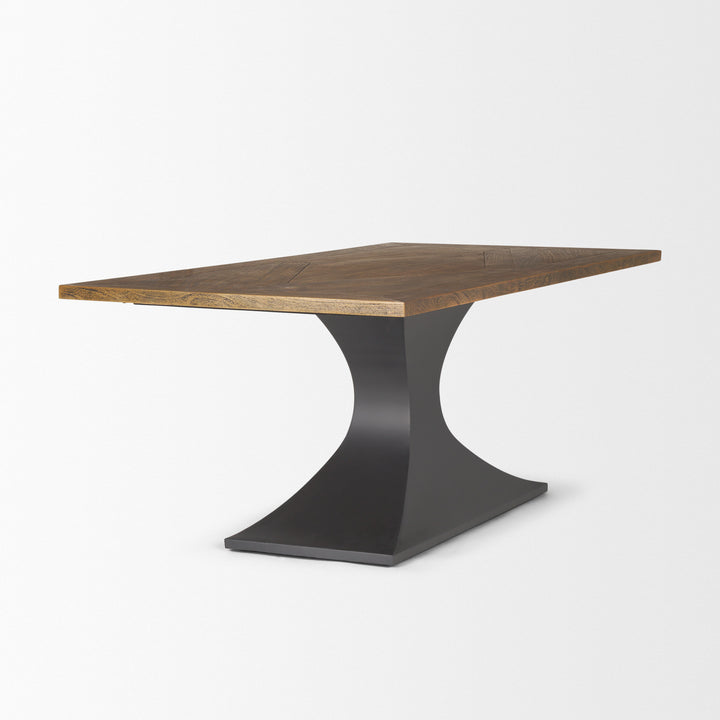 Maxton II 79x39 Rectangular Brown Solid Wood Top Dark Gunmetal Base Dining Table Dining Room Mercana