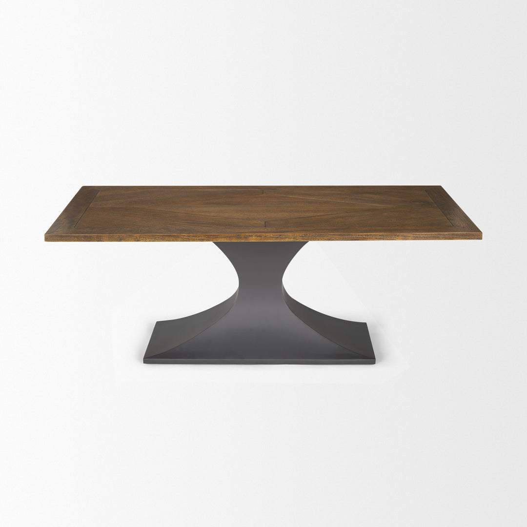 Maxton II 79x39 Rectangular Brown Solid Wood Top Dark Gunmetal Base Dining Table Dining Room Mercana