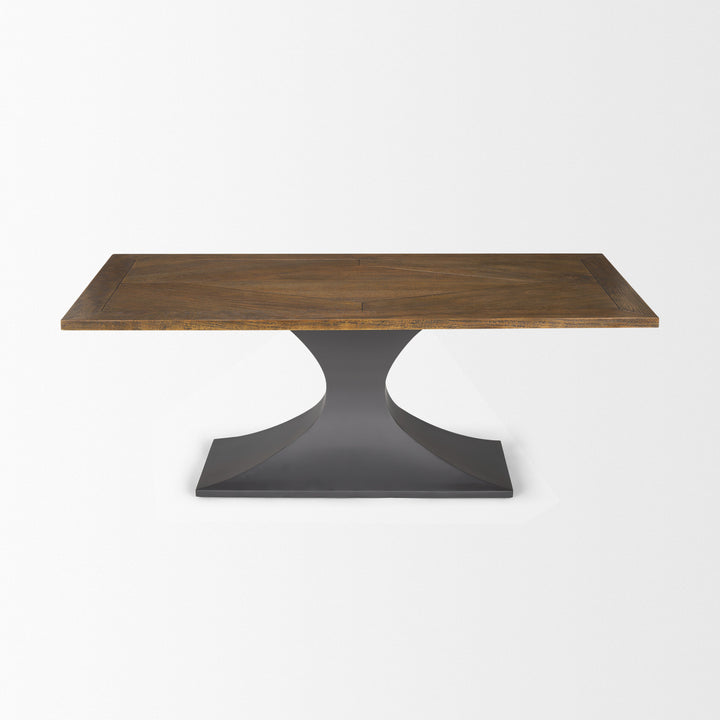 Maxton II 79x39 Rectangular Brown Solid Wood Top Dark Gunmetal Base Dining Table Dining Room Mercana