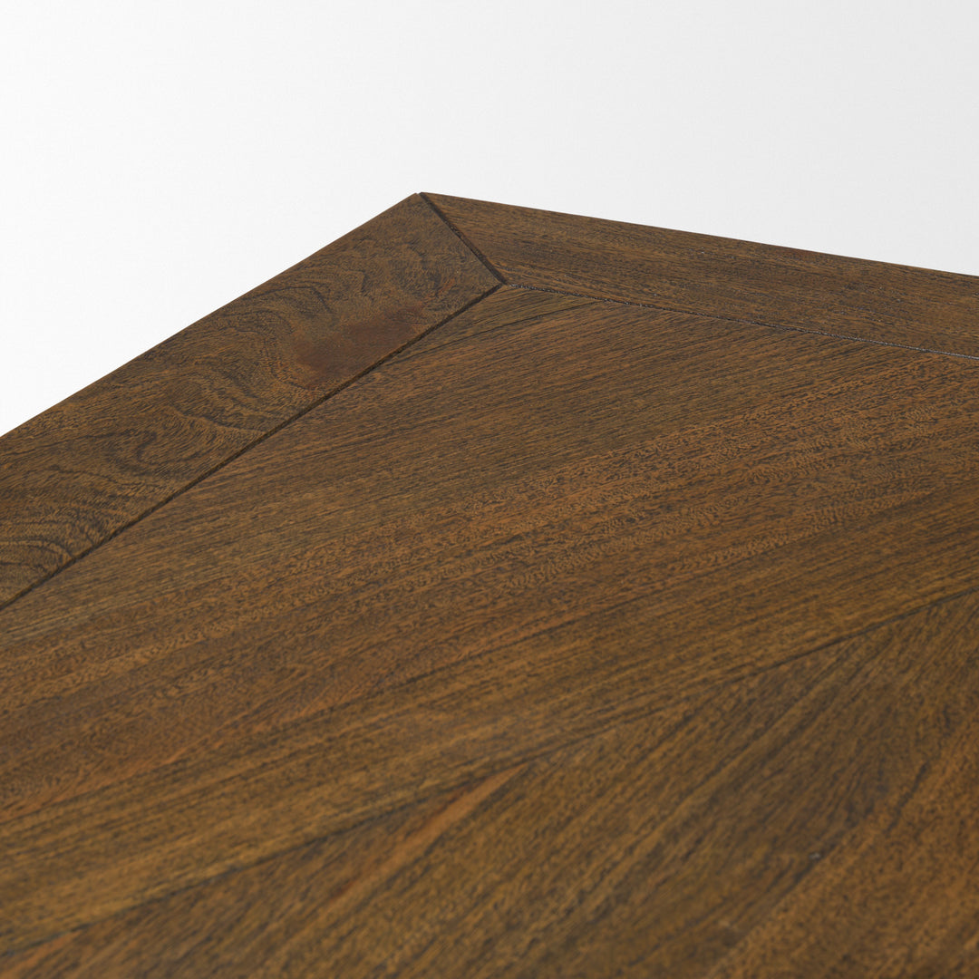 Maxton II 79x39 Rectangular Brown Solid Wood Top Dark Gunmetal Base Dining Table Dining Room Mercana