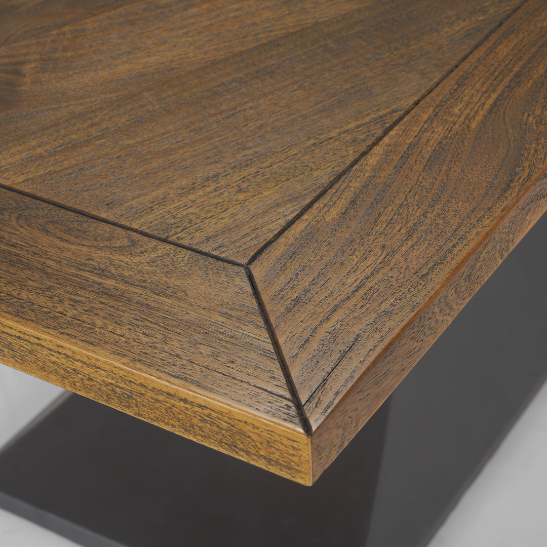 Maxton II 79x39 Rectangular Brown Solid Wood Top Dark Gunmetal Base Dining Table Dining Room Mercana