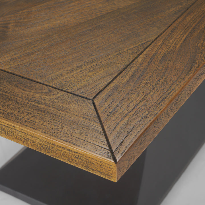 Maxton II 79x39 Rectangular Brown Solid Wood Top Dark Gunmetal Base Dining Table Dining Room Mercana