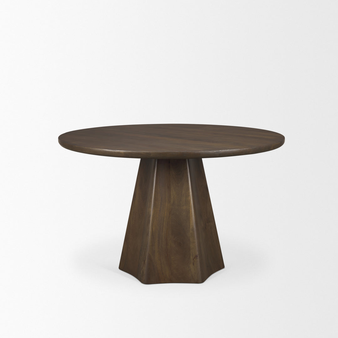 Jovani 48" Solid Dark Brown Mango Wood Round Dining Table Dining Room Mercana