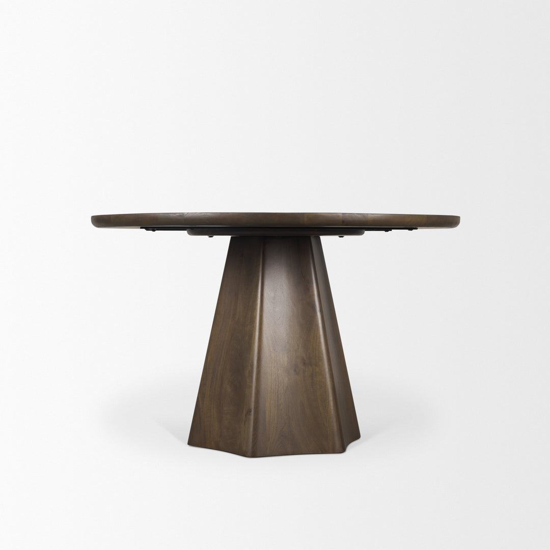Jovani 48" Solid Dark Brown Mango Wood Round Dining Table Dining Room Mercana