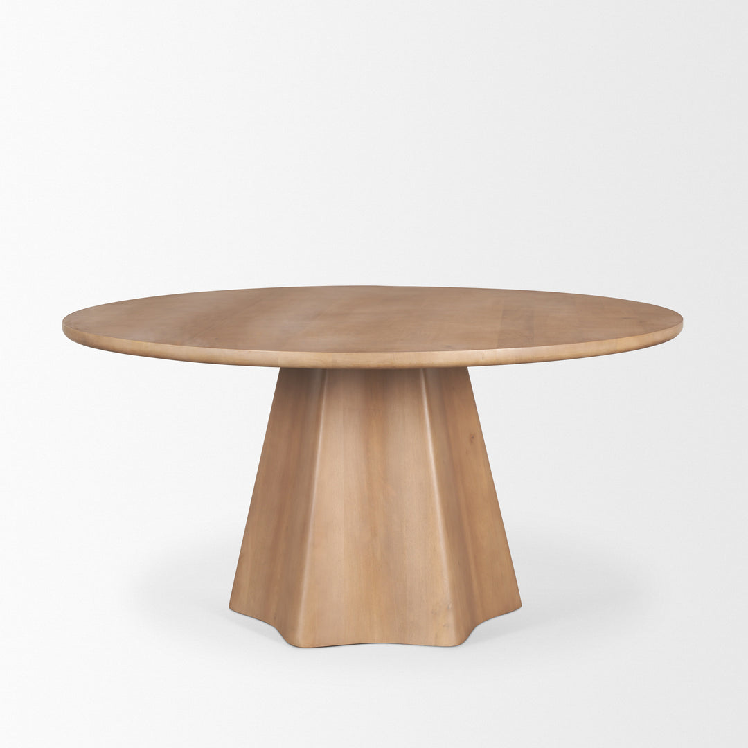 Jovani 60" Solid Light Brown Mango Wood Round Dining Table Dining Room Mercana