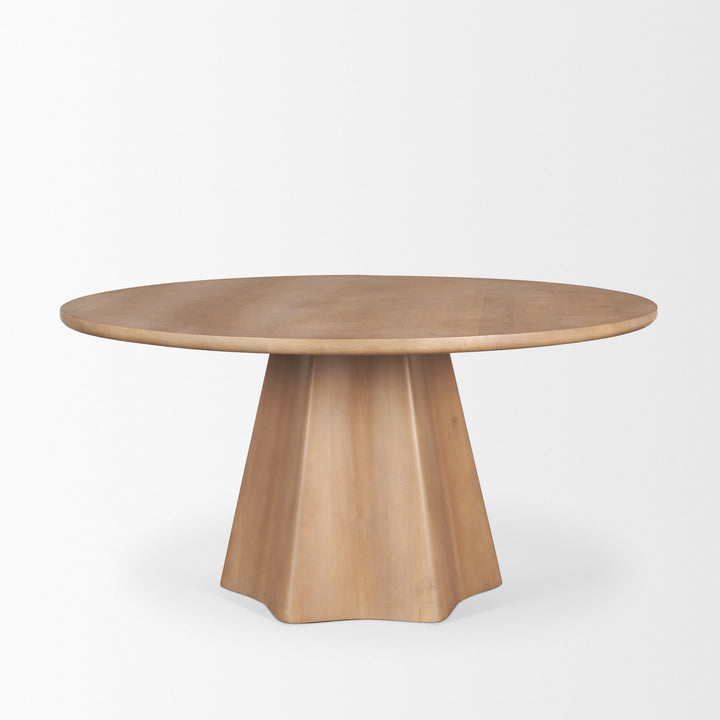 Jovani 60" Solid Light Brown Mango Wood Round Dining Table Dining Room Mercana