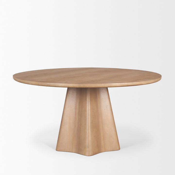 Jovani 60" Solid Light Brown Mango Wood Round Dining Table Dining Room Mercana